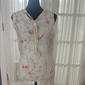 Floral Sleeveless Top - Pink and Green